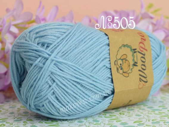 WoolPro Premium yarns мериносовая пряжа 505 блакитний