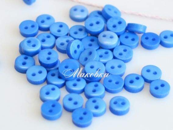 Кукольные пуговицы 6 мм, 50 шт, голубые Кукольные пуговицы 6 мм, 50 шт, голубые