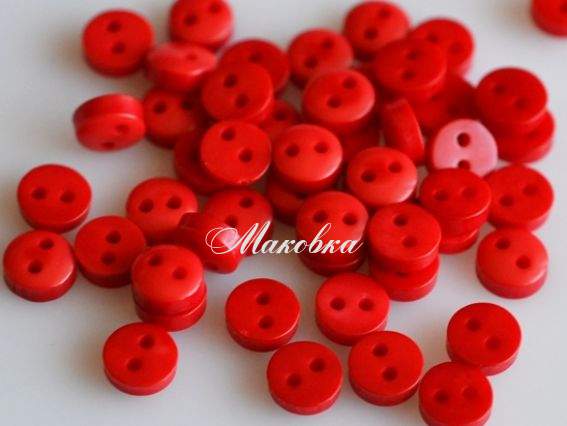 Кукольные пуговицы 6 мм, 50 шт, красные Кукольные пуговицы 6 мм, 50 шт, красные
