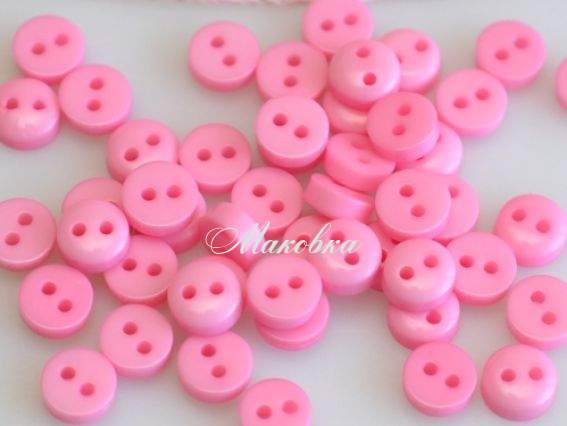 Кукольные пуговицы 6 мм, 50 шт, розовые Кукольные пуговицы 6 мм, 50 шт, розовые