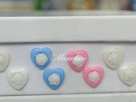 Пуговицы набор №Т-93 (1200 шт) детские сердце с розой Пуговицы набор №Т-93 (1200 шт) детские сердце с розой