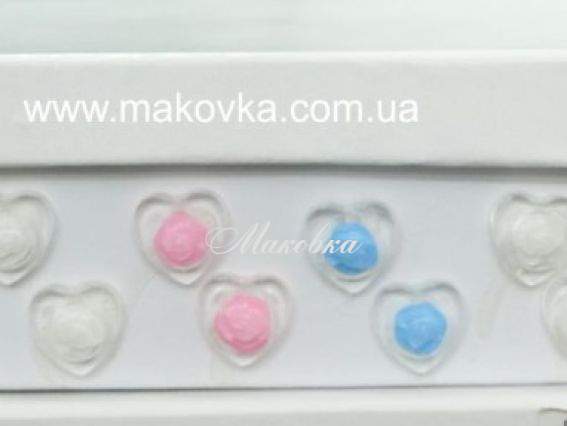 Пуговицы набор №Т-94 (1200 шт) детские, прозрачное сердце с розой Пуговицы набор №Т-94 (1200 шт) детские, прозрачное сердце с розой