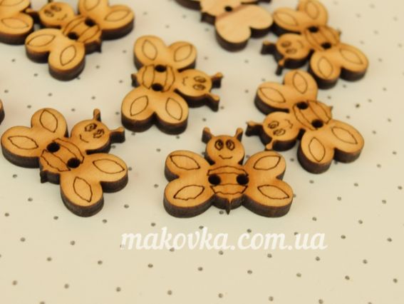 Набор деревянных пуговиц Пчелки, с двумя дырочками, 10шт  Чудесина