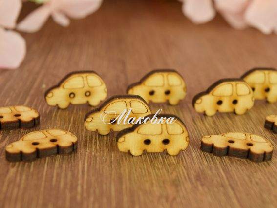 Набір гудзиків Машинки , з двома отворами, з фанери, 10шт Чудесина Набір гудзиків Машинки , з двома отворами, з фанери, 10шт Чудесина