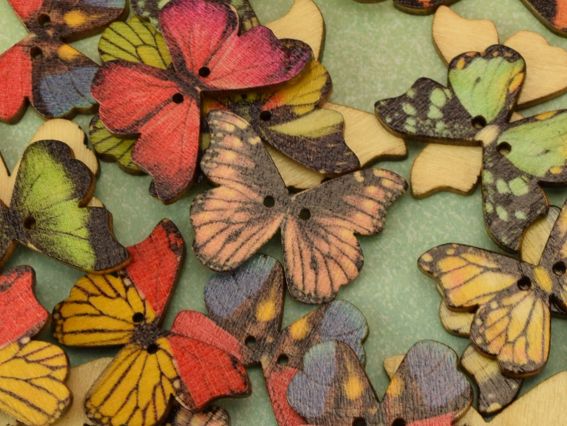 Пуговица декоративная БАБОЧКА бежевая с принтом 1 шт, случайный выбор цвета Пуговица декоративная БАБОЧКА бежевая с принтом 1 шт, случайный выбор цвета