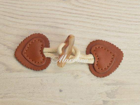 Ґудзик із петлею Циліндр, колір Коричневий з білим, 10см , 1 комплект