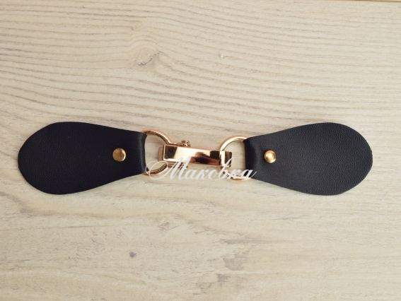 Застібка з петлею Крокодил, колір Золото з чорним, 15см , 1 комплект