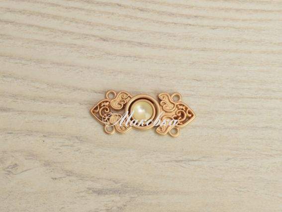 Застежка с петлей Жемчужинка, цвет матовое светлое золото, 3,5см, 1 комплект Застежка с петлей Жемчужинка, цвет матовое светлое золото, 3,5см, 1 комплект