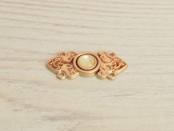 Накладная Застежка с петлей Жемчужинка, для верхней одежды, цвет матовое светлое золото, 3,5см