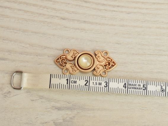 Накладная Застежка с петлей Жемчужинка, для верхней одежды, цвет матовое светлое золото, 3,5см