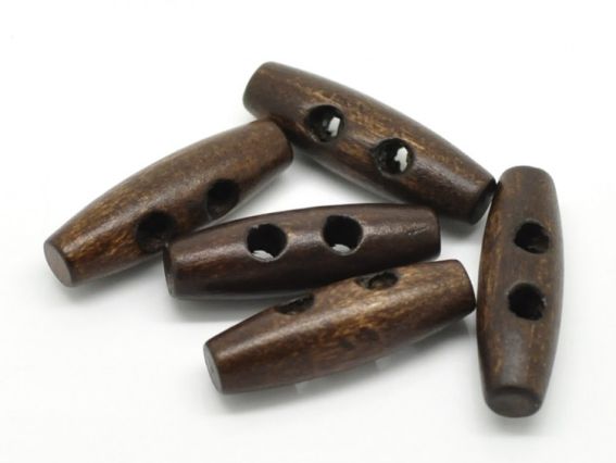 Пуговица деревянная 35х11мм, темно-коричневая, 5 шт Пуговица деревянная 35х11мм, темно-коричневая, 5 шт