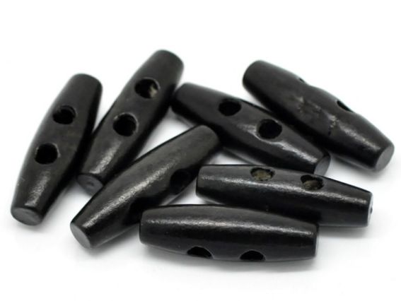 Пуговица деревянная 35х11мм, черная, 5 шт Пуговица деревянная 35х11мм, черная, 5 шт