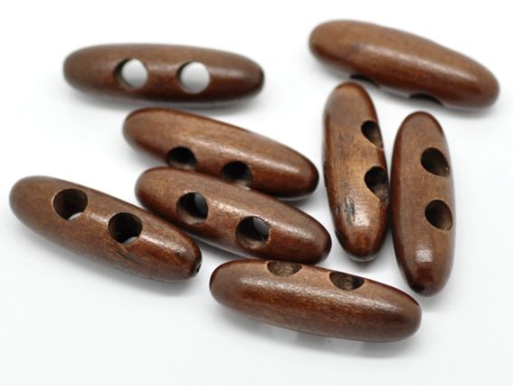 Пуговица деревянная 40х12мм (овал), каштановая, 5 шт Пуговица деревянная 40х12мм (овал), каштановая, 5 шт