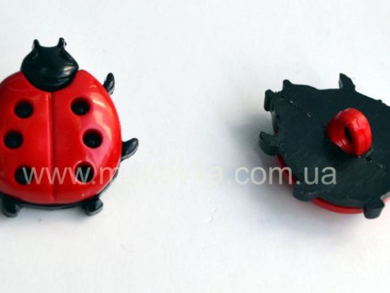 Декоративний ґудзик Божа корівка, 5 шт