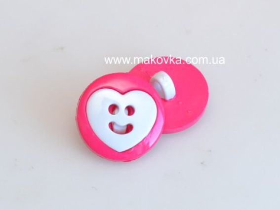 Пуговица Сердце белое с розовым, 5 шт Пуговица Сердце белое с розовым, 5 шт