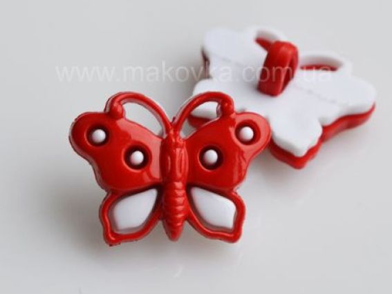 Пуговицы Бабочка (красная с белым), 5 шт Пуговицы Бабочка (красная с белым), 5 шт