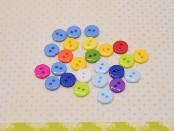 Ґудзики лялькові 9 мм, з двома отворами, мікс кольорів, 25 шт.