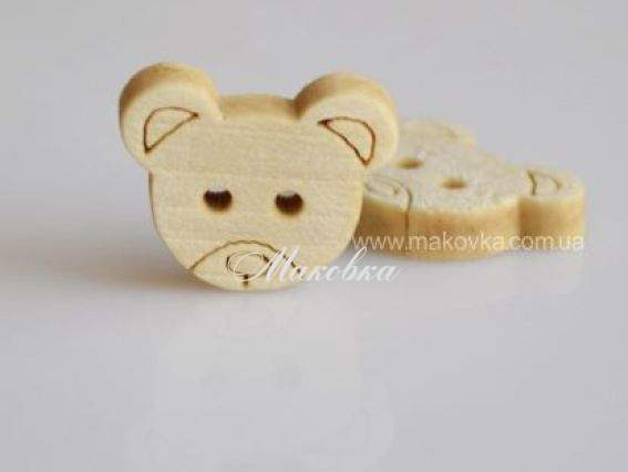 Пуговица Мишка (голова), 1 шт (деревянная) Пуговица Мишка (голова), 1 шт (деревянная)
