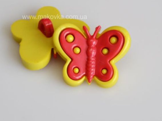 Пуговица Бабочка желто-красная, 5 шт Пуговица Бабочка желто-красная, 5 шт