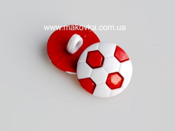 Пуговица футбольный мяч красно-белый, 5 шт Пуговица футбольный мяч красно-белый, 5 шт
