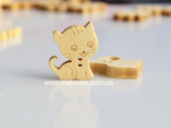 Пуговица Котенок, 1 шт (деревянная) Пуговица Котенок, 1 шт (деревянная)