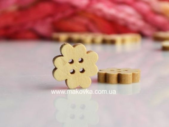 Пуговица Цветок - лист клевера, 1 шт (деревянная) Пуговица Цветок - лист клевера, 1 шт (деревянная)