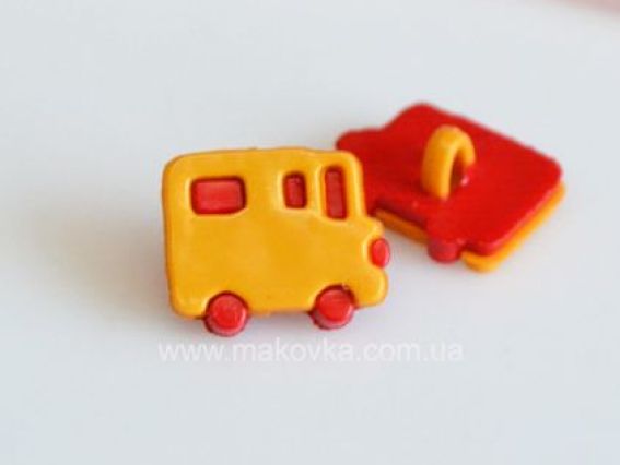 Пуговица Автобус желтый, 5 шт Пуговица Автобус желтый, 5 шт