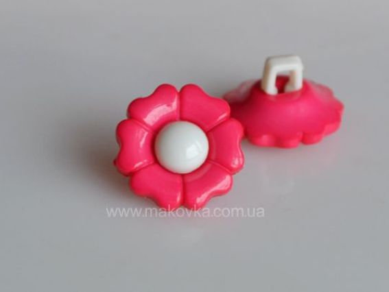 Пуговица Цветок ярко-розовый с белым, 5 шт Пуговица Цветок ярко-розовый с белым, 5 шт