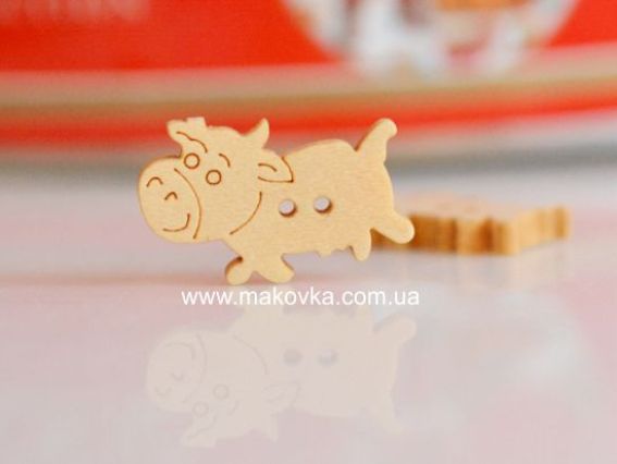 Пуговица Веселая корова, 1 шт (деревянная) Пуговица Веселая корова, 1 шт (деревянная)