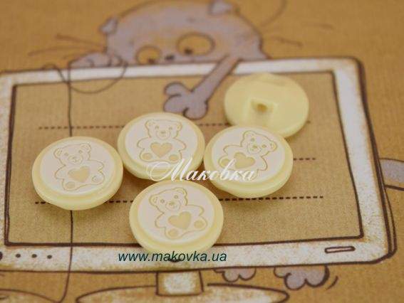 Пуговицы Мишка кремовые, 5 шт/уп, Турция