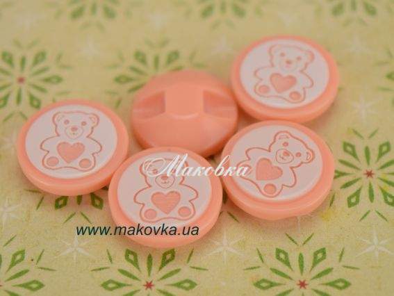 Пуговицы Мишка персиковые, 5 шт/уп, Турция Пуговицы Мишка персиковые, 5 шт/уп, Турция