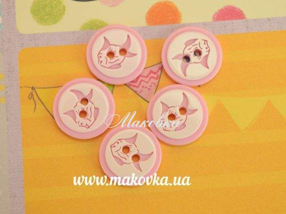 Ґудзики Рибка, 5 шт розовый