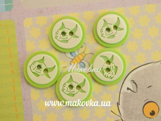 Ґудзики Рибка, 5 шт салатовый