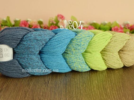 Retwisst Braid Rainbow Шнур  04 кавовий-салатовий-бірюзовий-синій джинс