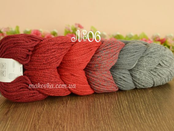 Retwisst Braid Rainbow Шнур  06 середній сірий-тем.сірий-червоний-бордо