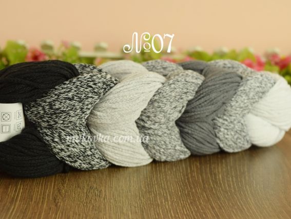 Retwisst Braid Rainbow Шнур  07 білий-тем.сірий-світ.сірий-чорний