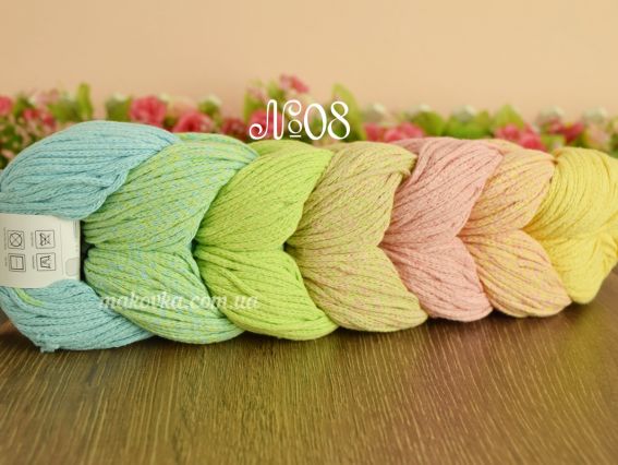 Retwisst Braid Rainbow Шнур  08 св.жовтий-ніжний рожевий-салатовий-бірюзовий 
