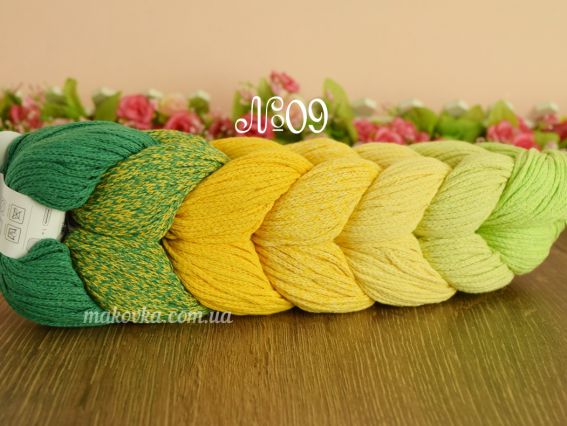 Retwisst Braid Rainbow Шнур  09 салатовий-св.жовтий-жовтий-тем.зелений