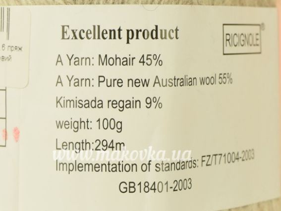 Фрагмент этикетки Ricignole Fancy Yarn HM2.6