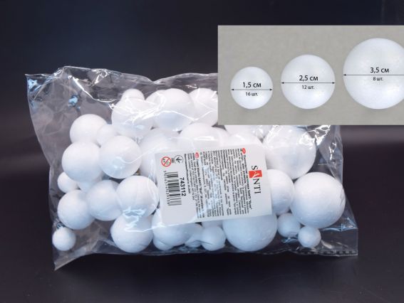 Пінопластові заготовки 743112 Куля 36 шт., мікс розмірів SANTI  Пінопластові заготовки 743112 Куля 36 шт., мікс розмірів SANTI 