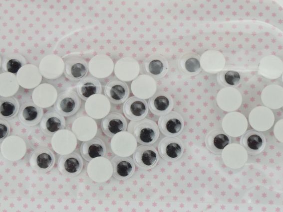 Очі круглі рухливі самоклеючі з віями для іграшок, чорні,  7мм, 50 шт.  SANTI 954631