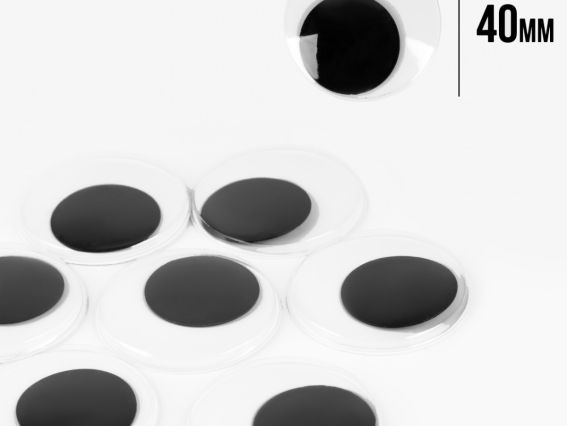 Глаза подвижные самоклеющиеся для игрушек, черные, d-40мм, 8 шт.