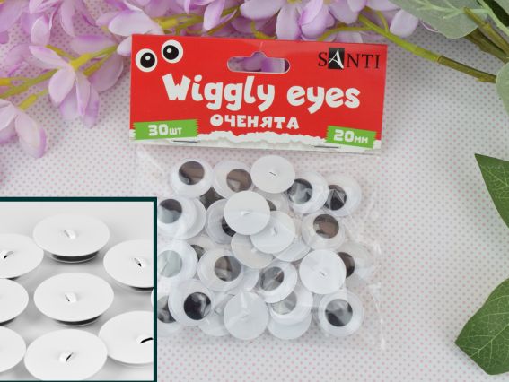 Глазки подвижные пришивные, черные, d-20мм, 30 шт./уп SANTI 954640 
