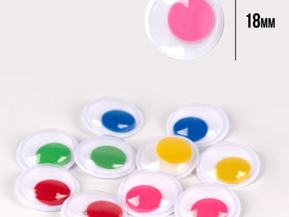 Глаза подвижные пришивные для игрушек, цветные, d-18мм, 30 шт. SANTI 954646