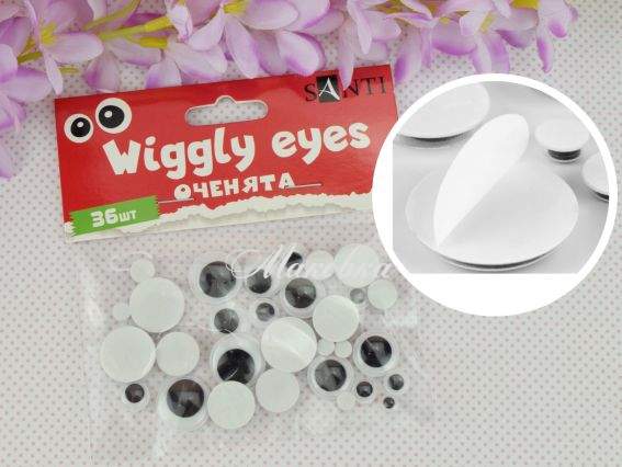 Оченята рухливі самоклеючі, чорні, Асорті, 36 шт. SANTI 954651 Оченята рухливі самоклеючі, чорні, Асорті, 36 шт. SANTI 954651