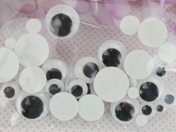 Очі рухливі самоклеючі з віями для іграшок, чорні, Асорті, 36 шт.  SANTI 954651