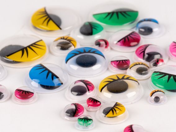 Глаза подвижные самоклеющиеся с ресницами для игрушек, цветные, цветные, ассорти, 36 шт. SANTI 954653