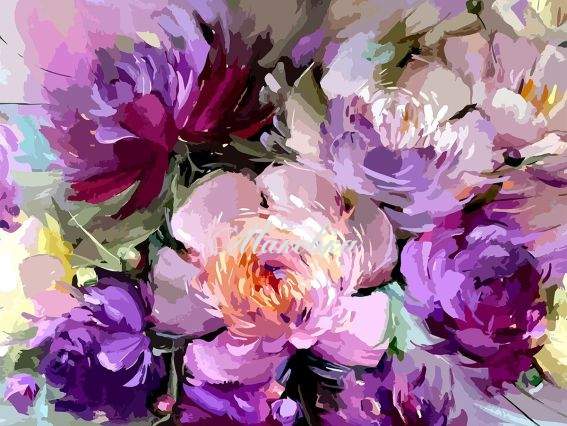Фіолетові півонії 954382 SANTI картина за номерами Фіолетові півонії 954382 SANTI картина за номерами
