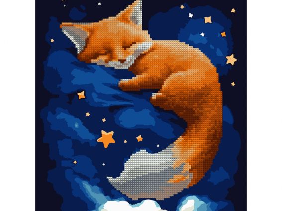 Картина за номерами з алмазною мозаїкою SANTI Спляче лисеня, 30*40 см. 954678