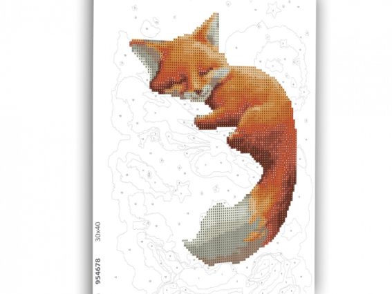 Картина за номерами з алмазною мозаїкою SANTI Спляче лисеня, 30*40 см. 954678